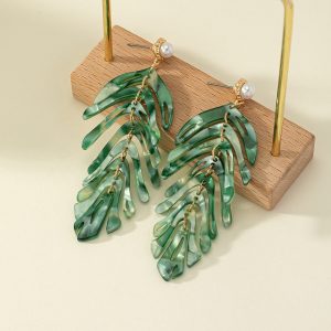 2pcs Leaf Drop Earrings